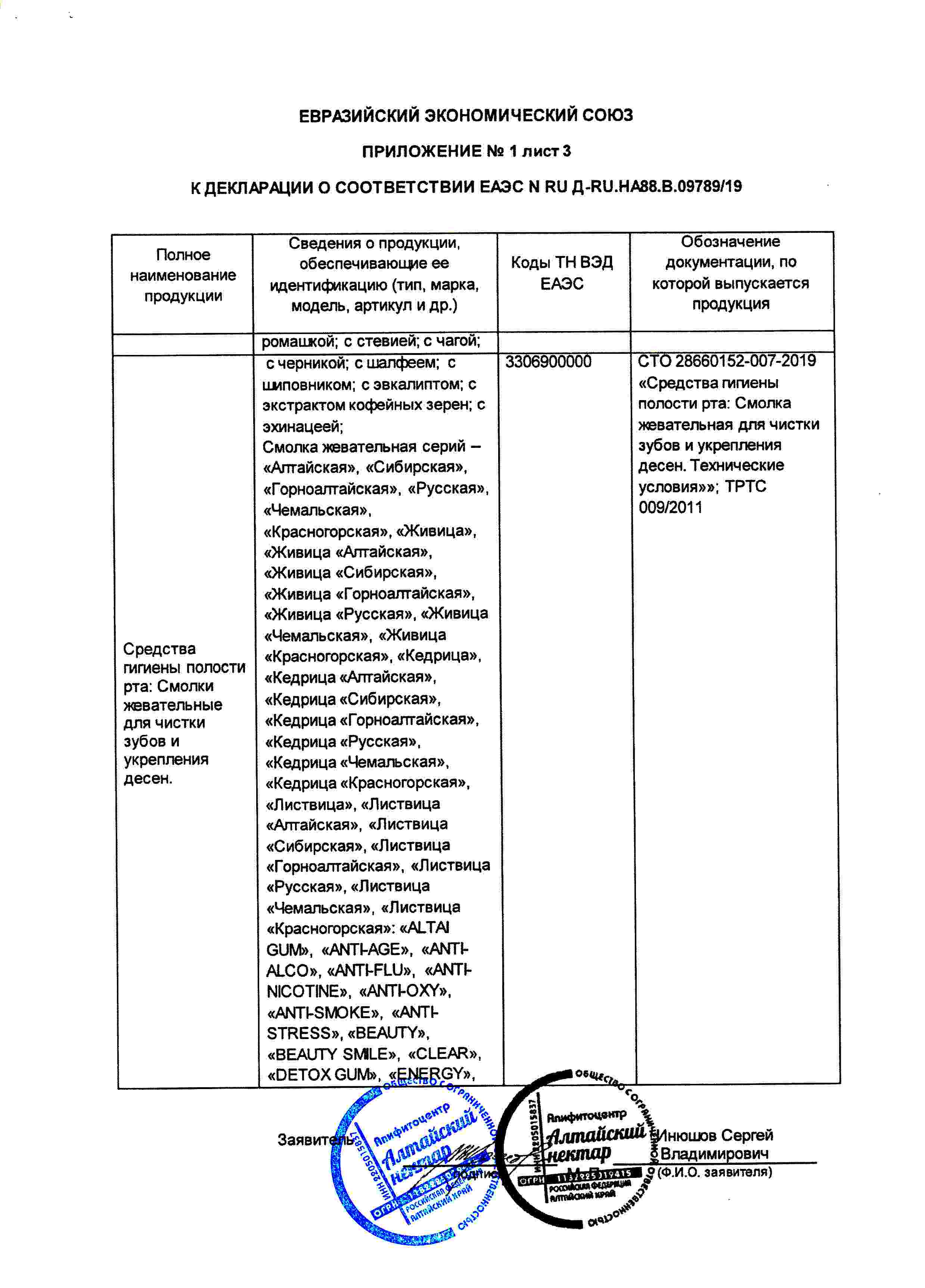 Декларация доп №3
